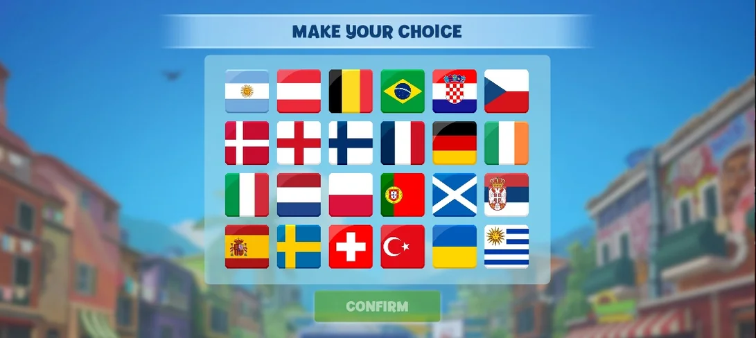 Select country flag popup.