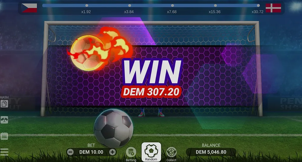 WIN banner paying 307.20 after five goals on a 10 stake